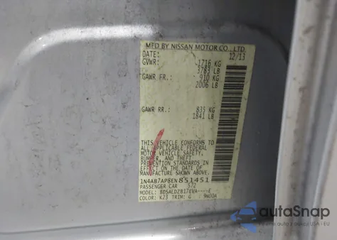 2014 Nissan Sentra Fe+ S/Fe+ Sv/S/Sl/Sr/Sv z USA, uszkodzony, nr VIN 1N4AB7AP8EN851451